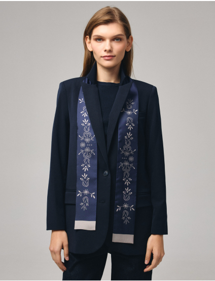 Картинка  Шовкова стрічка Twilly «Мереживо» Navy